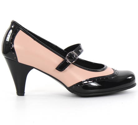 Natura Pumps i läder med bred läst 13160+L svart/rosa - Klackskor och pumps - 130610 - 1