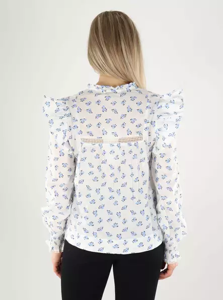 Only damskjorta kashmirblå/miniflor - Långärmade tröjor för damer - 140300 - 2