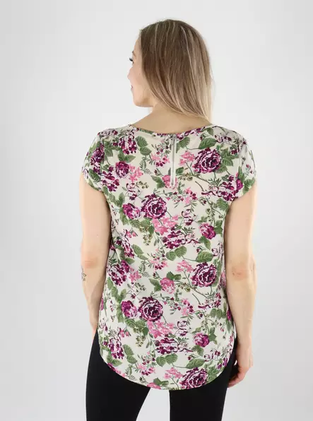 Only dam lång t-shirt Topp glittrande druva/trädgård - T-shirts för damer - 140350 - 2