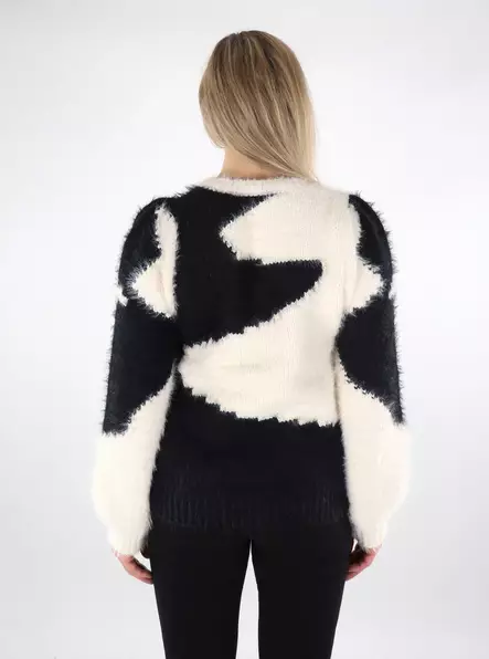 Vila damtröja Kunnuo O-Neck björk/svart skönhet - Stickat för damer - 137330 - 2