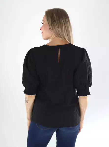Vila Skjorta 2/4 O-RINGAD TOPP svart skönhet - T-shirts för damer - 141400 - 2