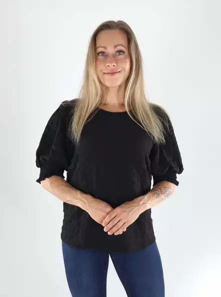 Vila Skjorta 2/4 O-RINGAD TOPP svart skönhet - T-shirts för damer - 141400 - 1