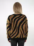Vila damtröja V-ringad svart/zebra rubb - Stickat för damer - 137190 - 2