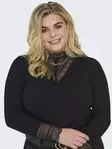 Only Carmakoma plus size ribbad skjorta Rib Lace svart - Långärmade tröjor för damer - 137610 - 4
