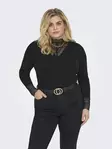 Only Carmakoma plus size ribbad skjorta Rib Lace svart - Långärmade tröjor för damer - 137610 - 1