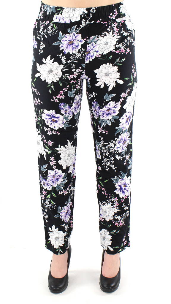 JDY Byxor Starr life svart/blomma - Byxor för damer - 126180 - 1