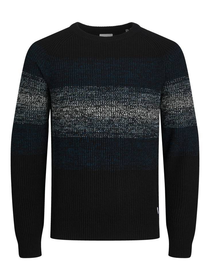 Jack&Jones Sweater Panel svart/sjömansblå - Stickat för herrar - 134750 - 1