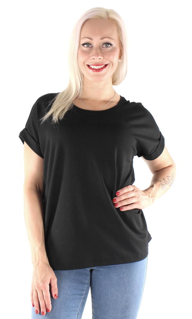 Only svart dam t-shirt, lös passform Moster black/solid black - T-shirts för damer - 126540 - 1