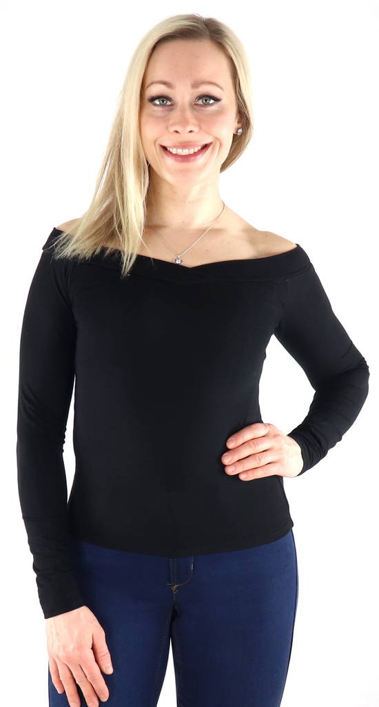 Pieces Skjorta Maliva off shoulder svart - Långärmade tröjor för damer - 132810 - 1
