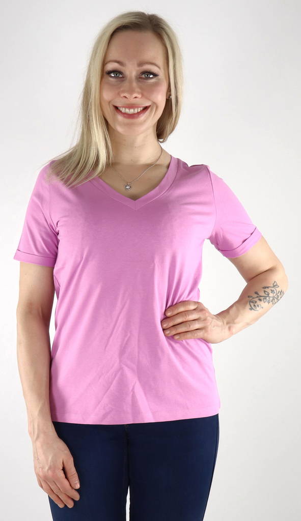 Pieces T-shirt Ria v-ringad violett - T-shirts för damer - 132880 - 1