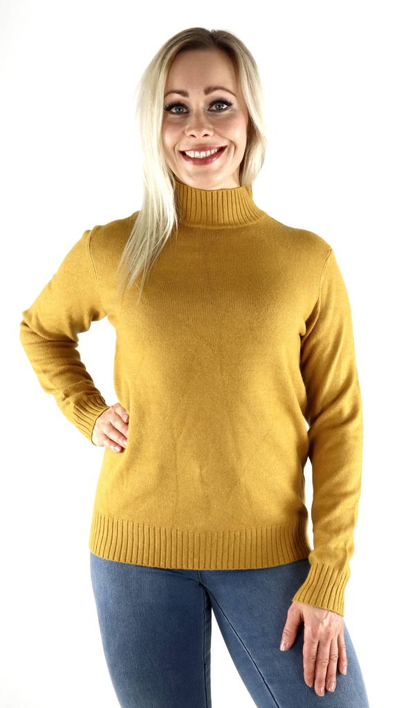 Vila ockra dam stickad polotröja Ril turtleneck chai tea - Stickat för damer - 129360 - 1