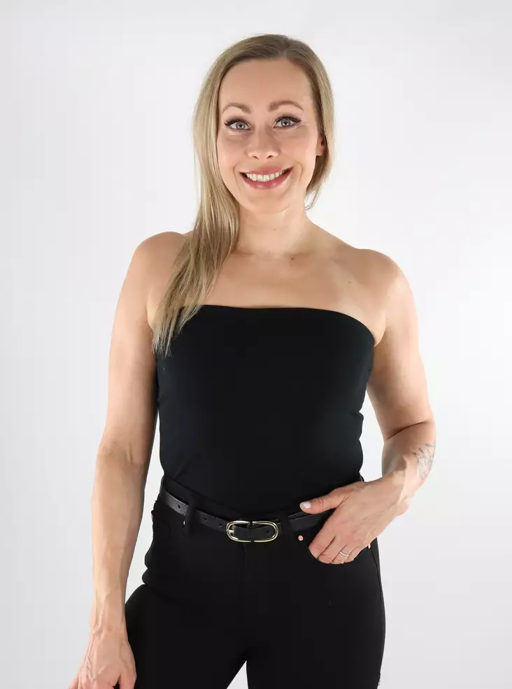 Only tubtopp i ekologisk bomull Live Love Life svart - Toppar för damer - 138460 - 1