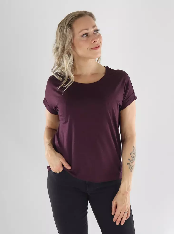 Only T-shirt ONLMOSTER S/S O-NECK TOPP winetasting - T-shirts för damer - 141550 - 1