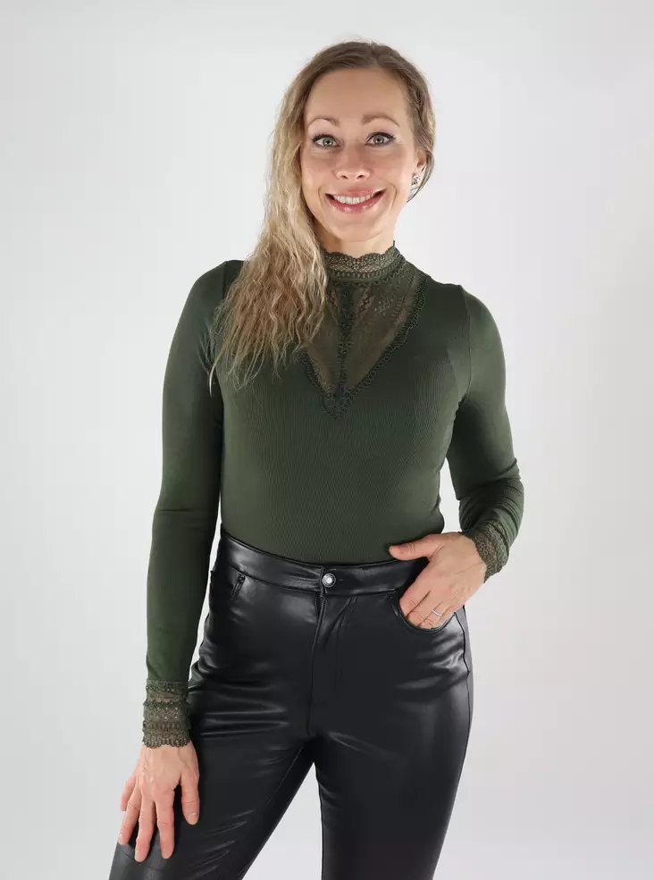 Only höghalsad blus Spets rosin - Långärmade tröjor för  damer - 139610 - 1