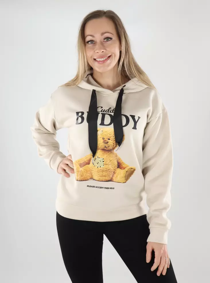 Only mönstrad hoodie pumice stone/buddy - Huvtröjor och sweatshirts - 139890 - 1