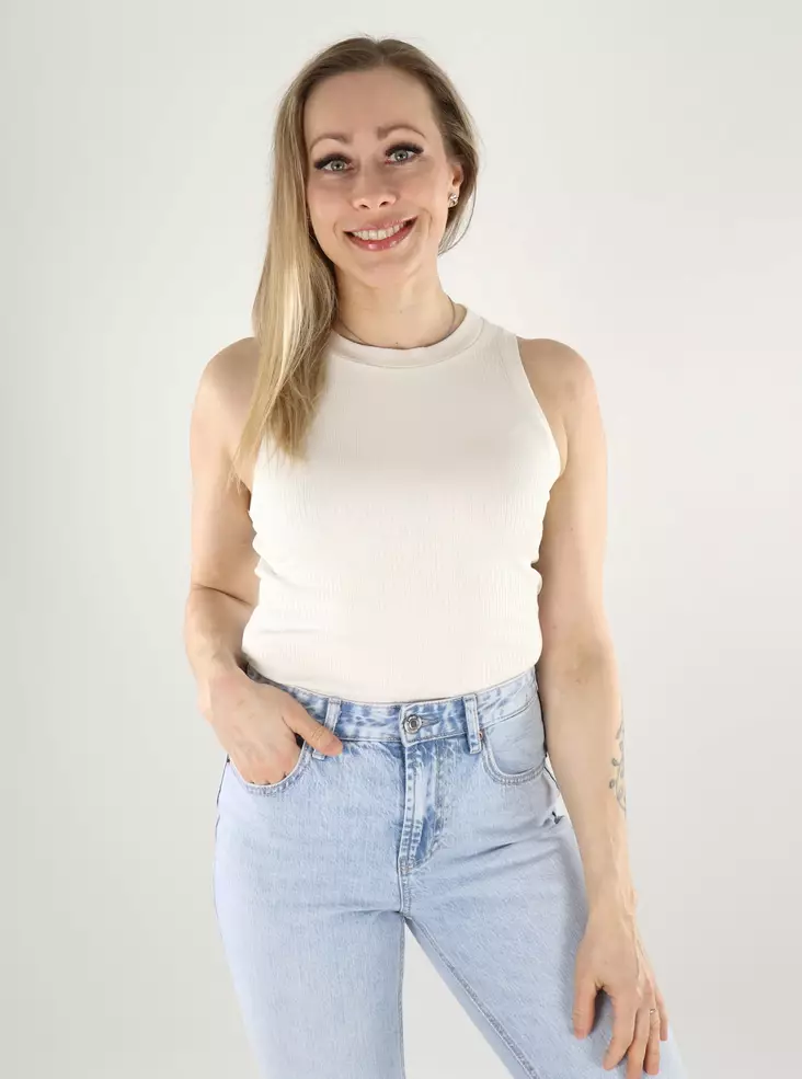 Vero Moda Aware ribbad damtopp VMLAVENDER snövit - Toppar för damer - 140560 - 1