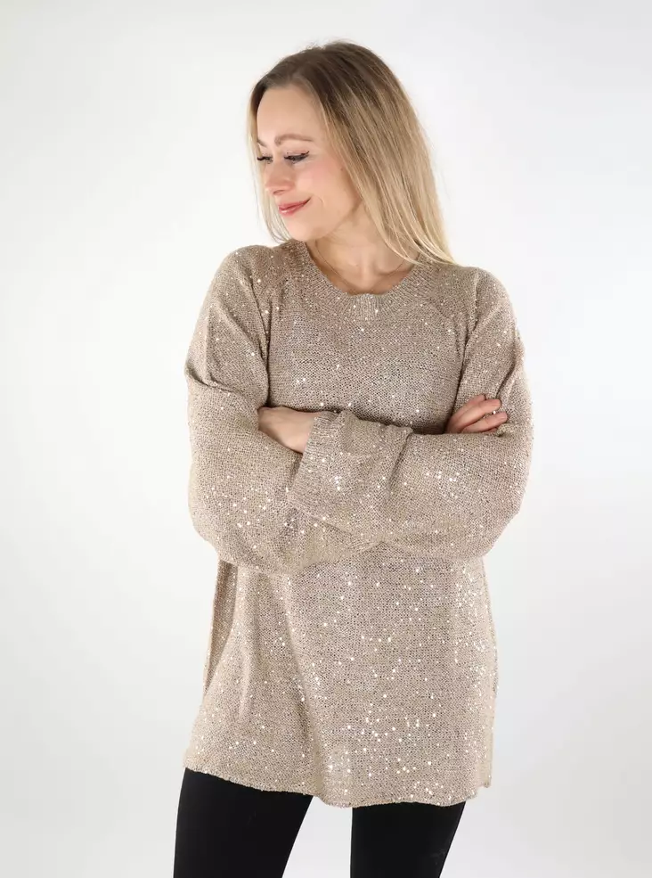 Vero Moda glittertröja för dam Lång silvermink - Stickat för damer - 137590 - 1