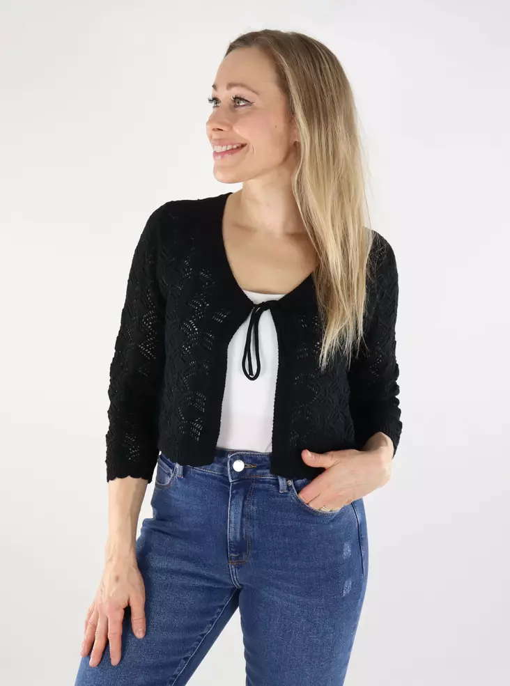 Vero Moda damkofta 3/4 V-ringad svart - Stickat för damer - 138740 - 1