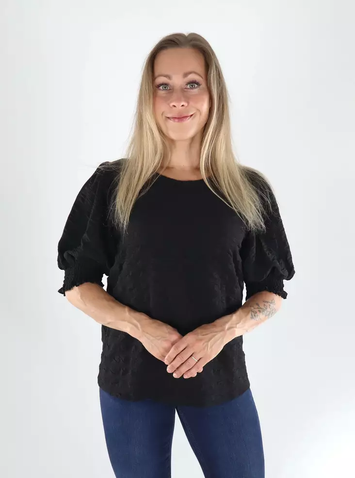 Vila Skjorta 2/4 O-RINGAD TOPP svart skönhet - T-shirts för damer - 141400 - 1