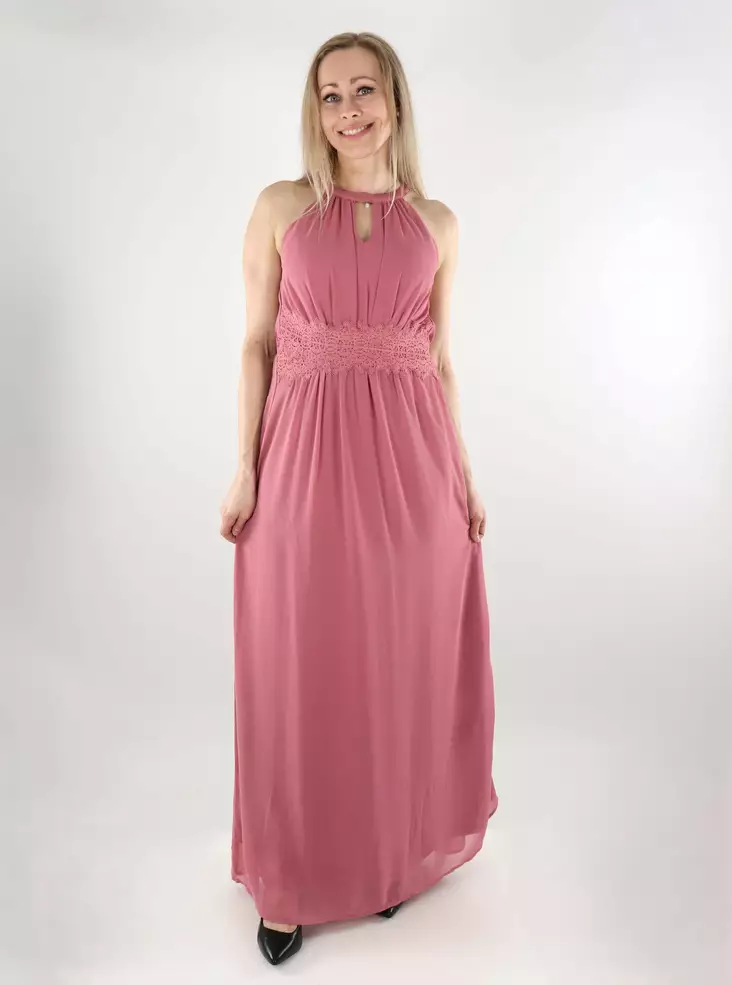 Vila spets maxiklänning Halterneck mesa rosé/resår - Klänningar och tunikor - 137690 - 1