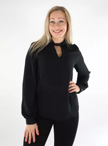 Vila damskjorta Surashil High Neck svart - Långärmade tröjor för  damer - 136801 - 1