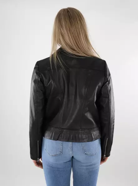 Pieces bikerjacka i äkta läder för damer Svart läder - Skinnjackor och PU-jackor för damer - 137741 - 2