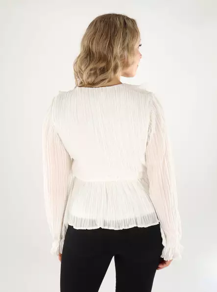 Vero Moda damskjorta Frill Pleat snövit - Långärmade tröjor för  damer - 138821 - 2