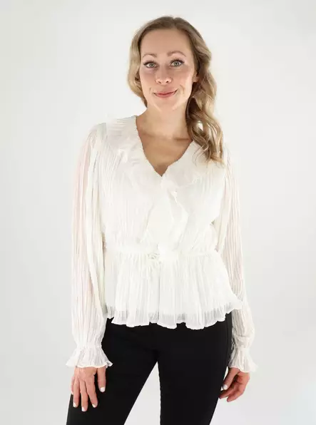 Vero Moda damskjorta Frill Pleat snövit - Långärmade tröjor för  damer - 138821 - 1