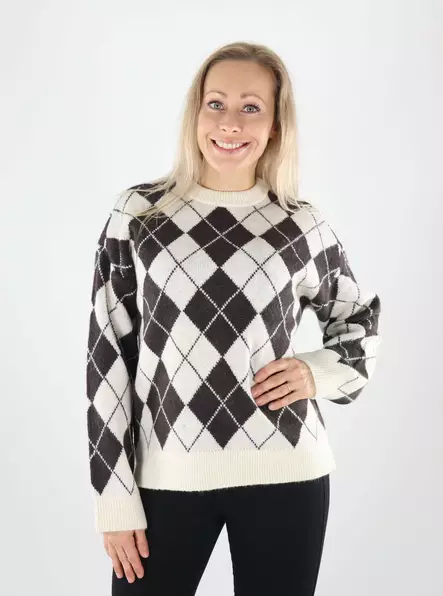 Vero Moda tröja VMHALO LS O-NECK PULLOVER BOO björk/choklad - Stickat för damer - 141871 - 1