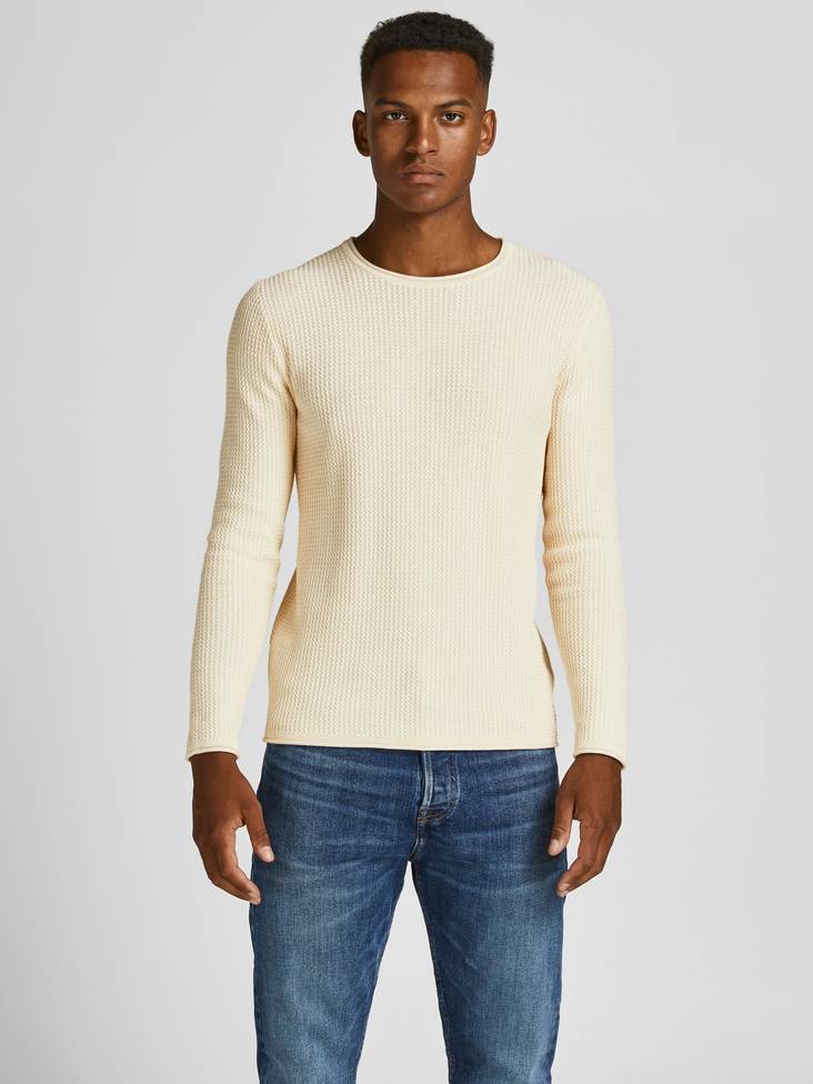 Jack&Jones Tröja Blucarlos whisper white - Stickat för herrar - 132021 - 1