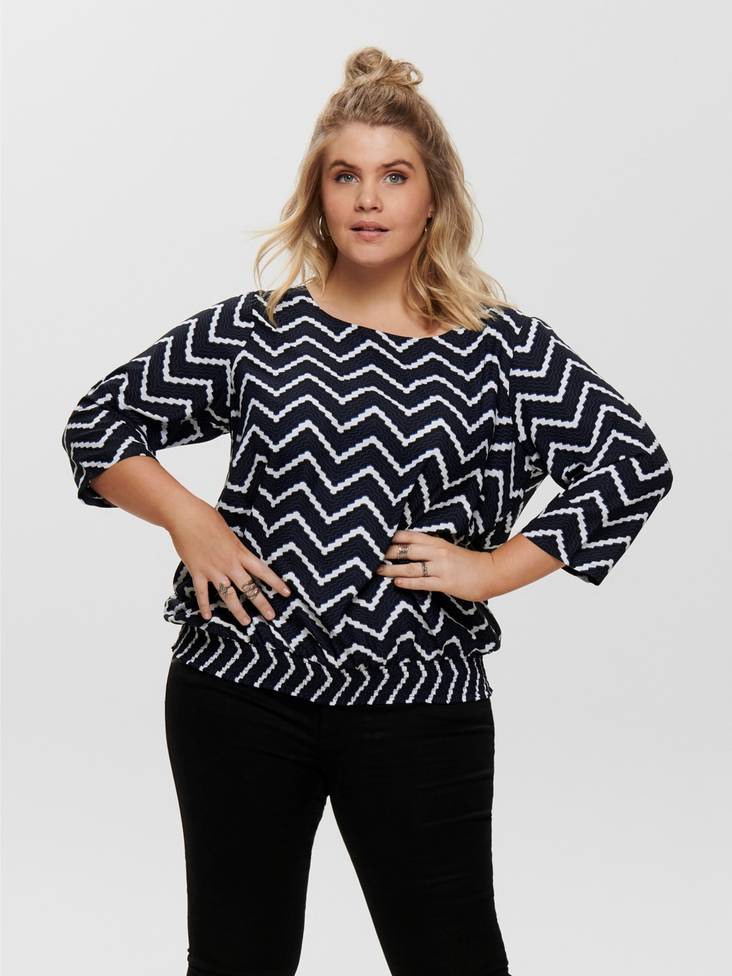 Only Carmakoma Tröja Vicki 3/4 svart/vit - Skjortor och blusar för damer - 125171 - 1