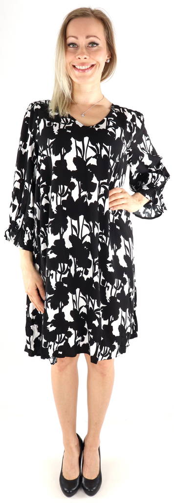 Vila Klänning Soon 3/4, vit/svart flow - Klänningar och tunikor - 131331 - 1