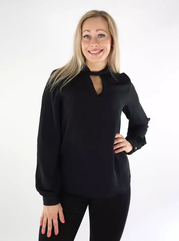Vila damskjorta Surashil High Neck svart - Långärmade tröjor för damer - 136801 - 1