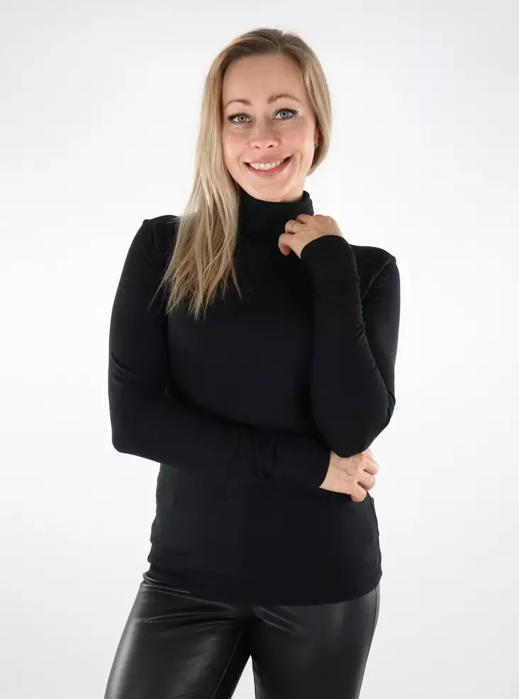 JDY pikétröja för dam Suma Rollneck svart - Långärmade tröjor för  damer - 136991 - 1