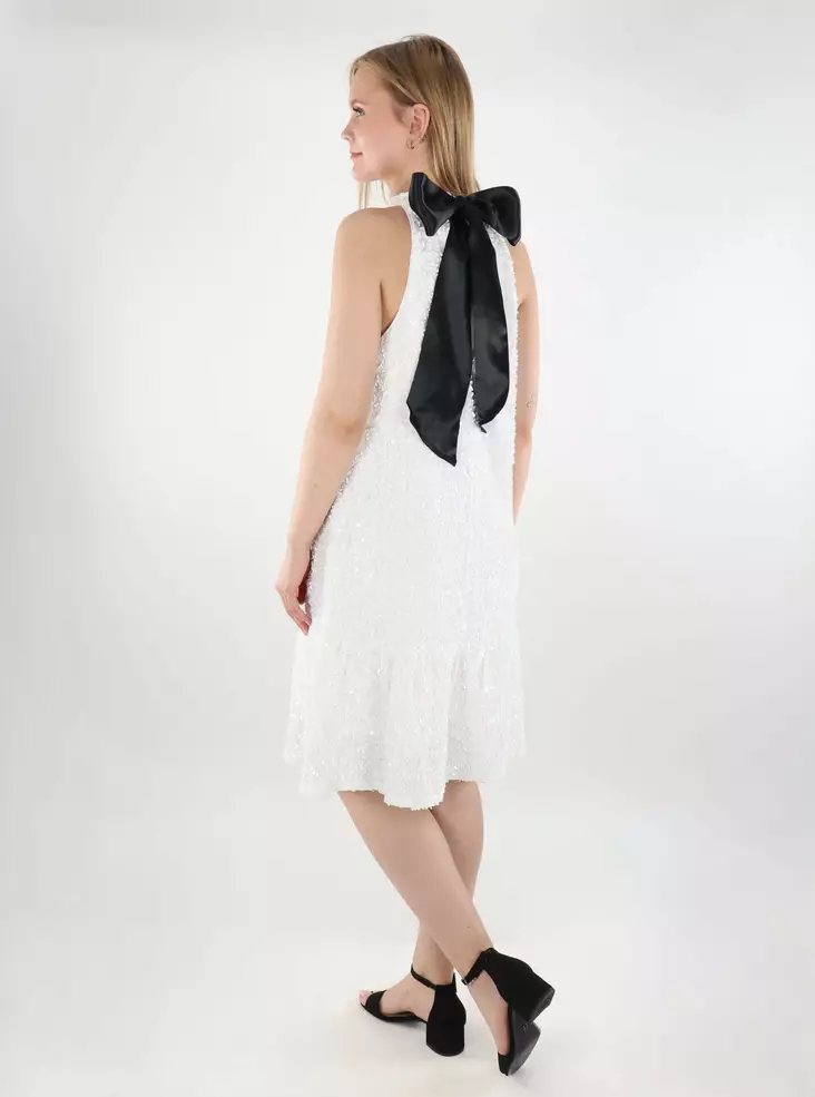 Vero Moda paljettklänning med fluga Halter star vit - Klänningar och tunikor - 138341 - 1