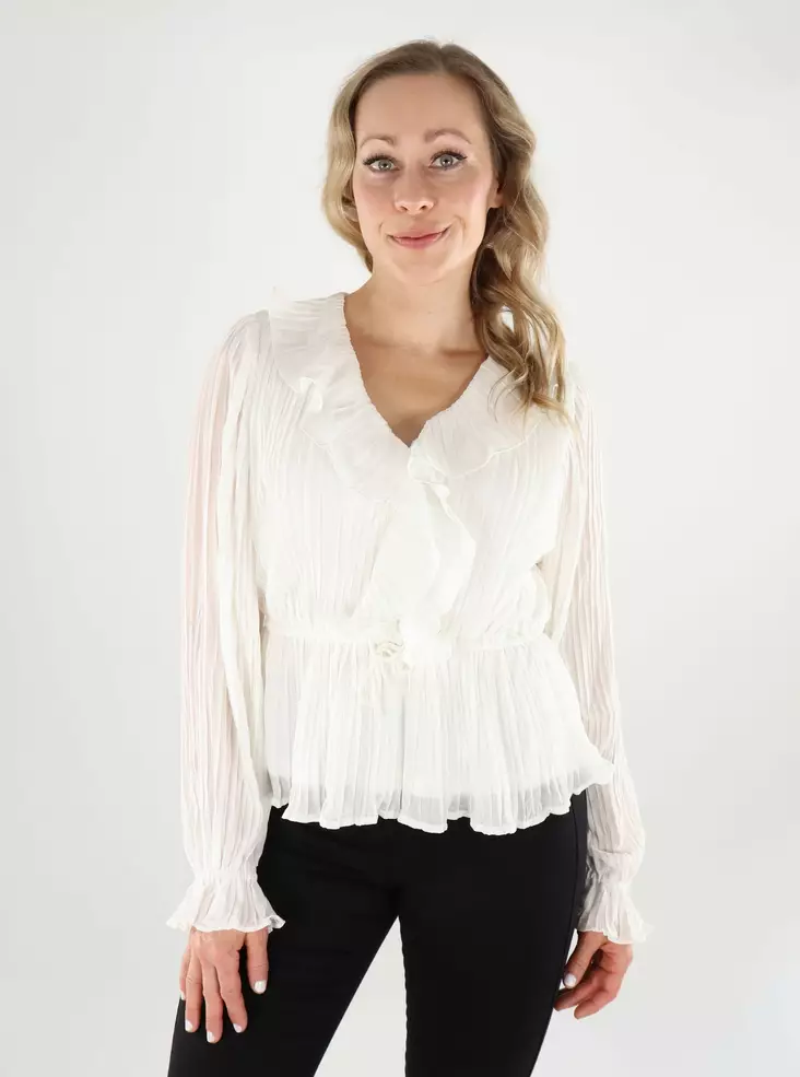 Vero Moda damskjorta Frill Pleat snövit - Långärmade tröjor för  damer - 138821 - 1