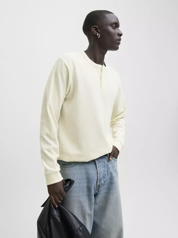 Jack&Jones herrskjorta JJEDOVER Henley antikvit/melange - Tröjor för herrar - 138931 - 1