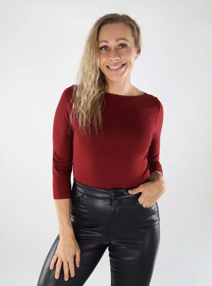 Vero Moda damskjorta VMPANDA Modal 3/4 syrah - Långärmade tröjor för  damer - 139001 - 1