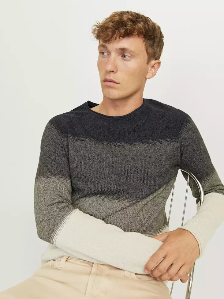 Jack&Jones bomullströja för herr Hill mulch/ljusbrun - Stickat för herrar - 137281 - 1