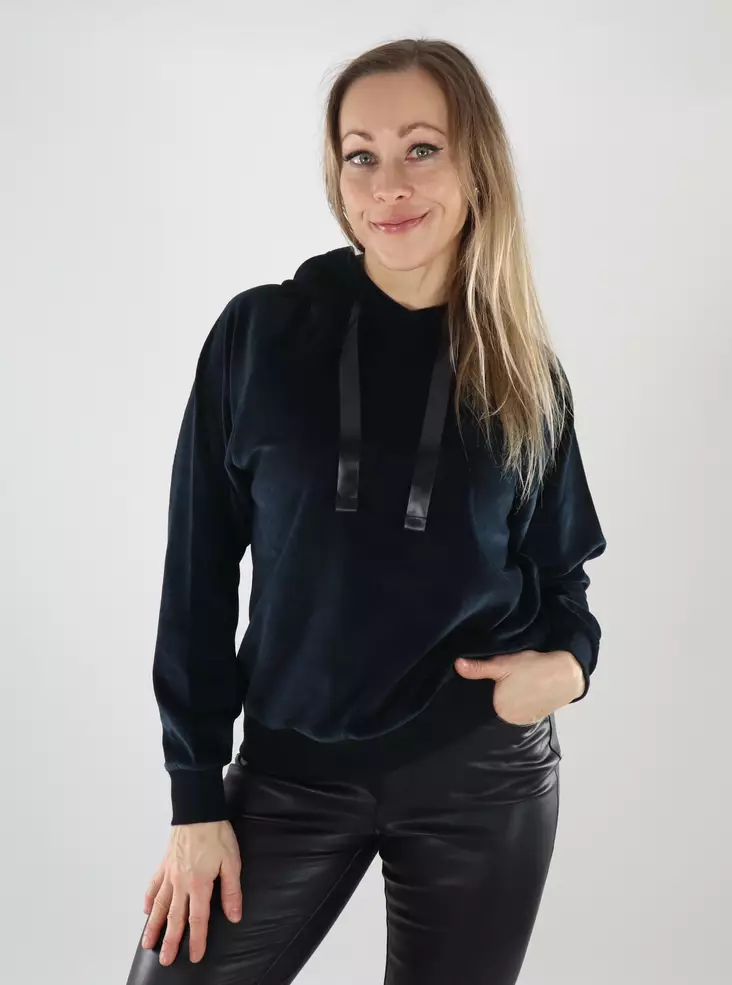 JDY dam velourhoodie Velvet Hood svart - Huvtröjor och sweatshirts - 140001 - 1