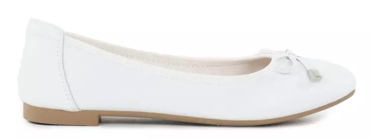 Migant ballerinor med fluga A921-98 vitt läder - Ballerinaskor - 140731 - 1