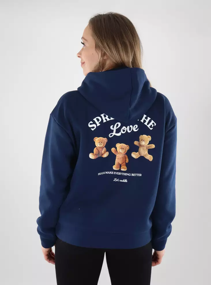 Only mönstrad hoodie naval academy/love - Huvtröjor och sweatshirts - 139891 - 1