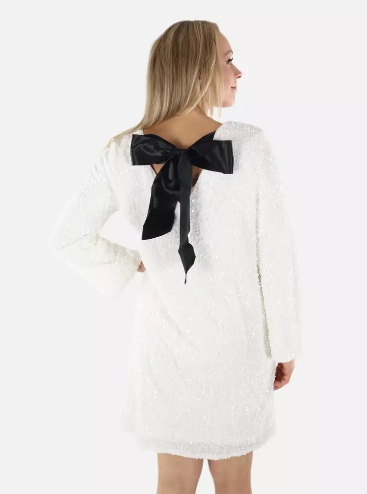 Vila paljettklänning O-Neck Öppen rygg snövit - Klänningar och tunikor - 137191 - 1