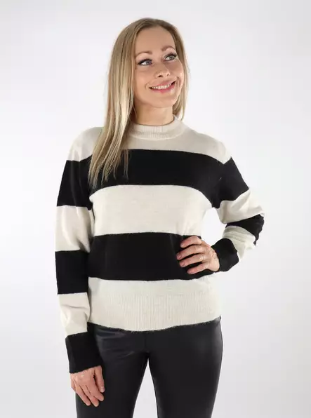 JJXX randig damtröja Chick bone vit/svart - Stickat för damer - 136932 - 1