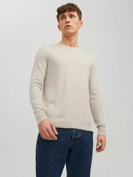 Jack&Jones herrtröja Eemil oatmeal - Stickat för herrar - 137272 - 1
