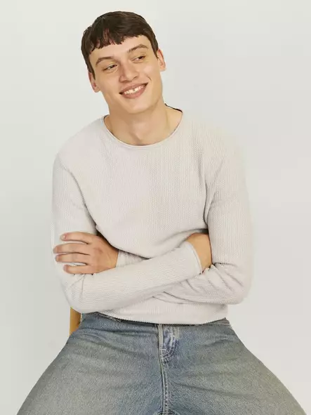 Jack&Jones herr bomullströja Cooper oatmeal - Stickat för herrar - 137282 - 1
