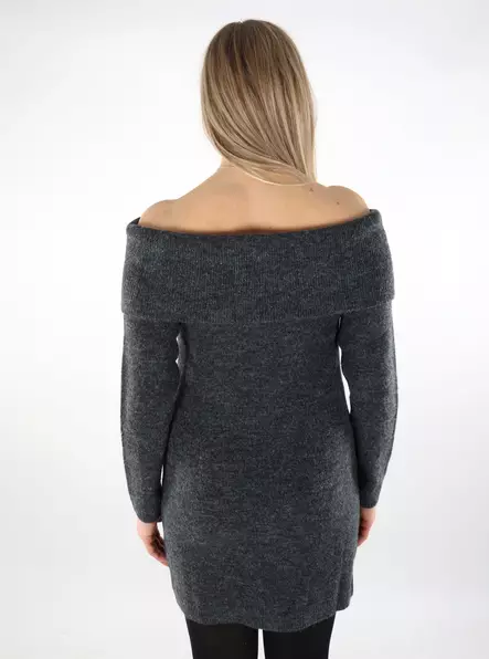 JJXX off shoulder stickad klänning mörkgrå - Stickat för damer - 137452 - 2