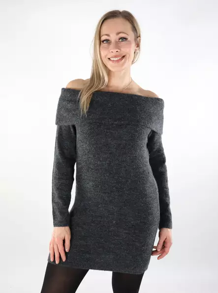 JJXX off shoulder stickad klänning mörkgrå - Stickat för damer - 137452 - 1