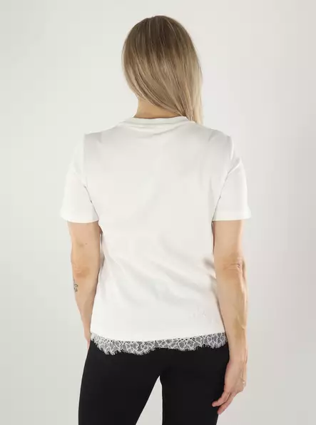 Vero Moda T-shirt VMSARA METTE LACE SS T-SHIRT JRS snow white - T-shirts för damer - 142042 - 2