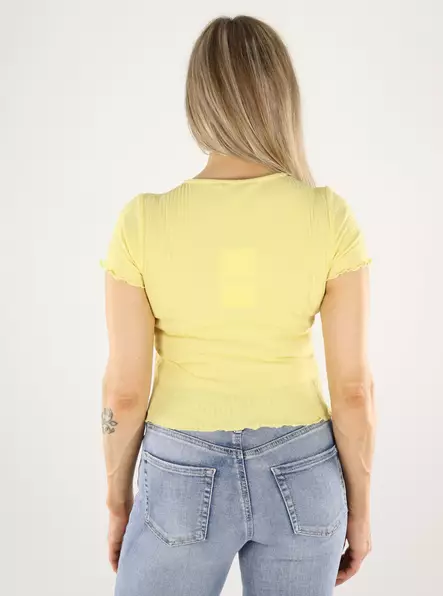 Only ribbad t-shirt kort dusky citron - T-shirts för damer - 140782 - 2